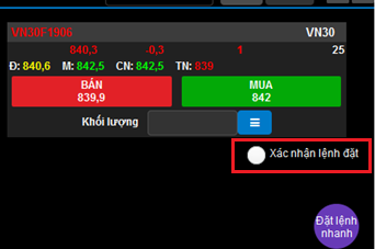 Man hinh dat lenh nhanh One Click tren SSI WebTrading